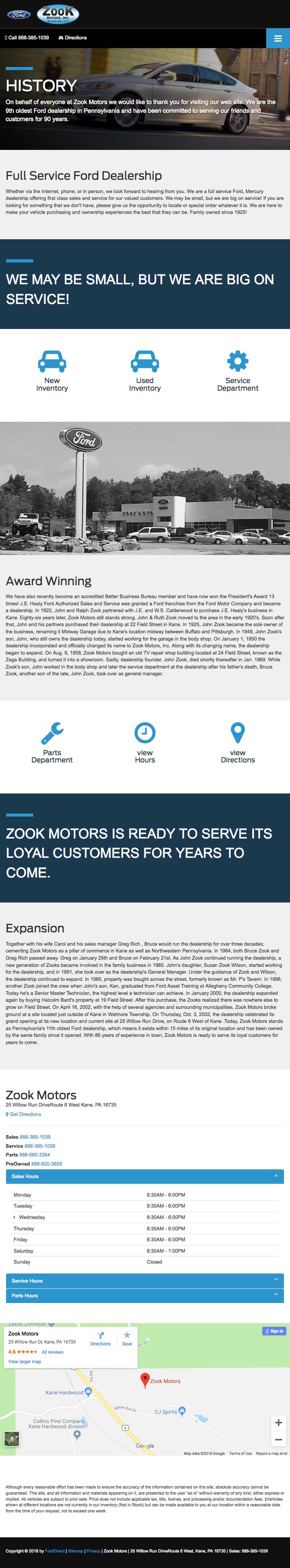 Zook Motors History Page